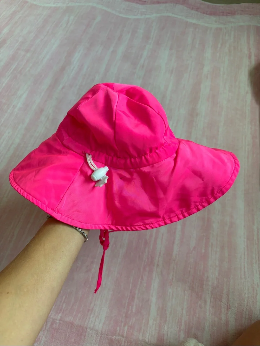 Ruffle Butts Hot Pink Wide-Brim Sun Hat for Kids
